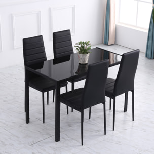 Mesa de Comedor de Cristal Mesa Rectangular para 4-6 Personas con Patas de Metal Multifuncional para Cocina Salón 120x60x75 cm Negro