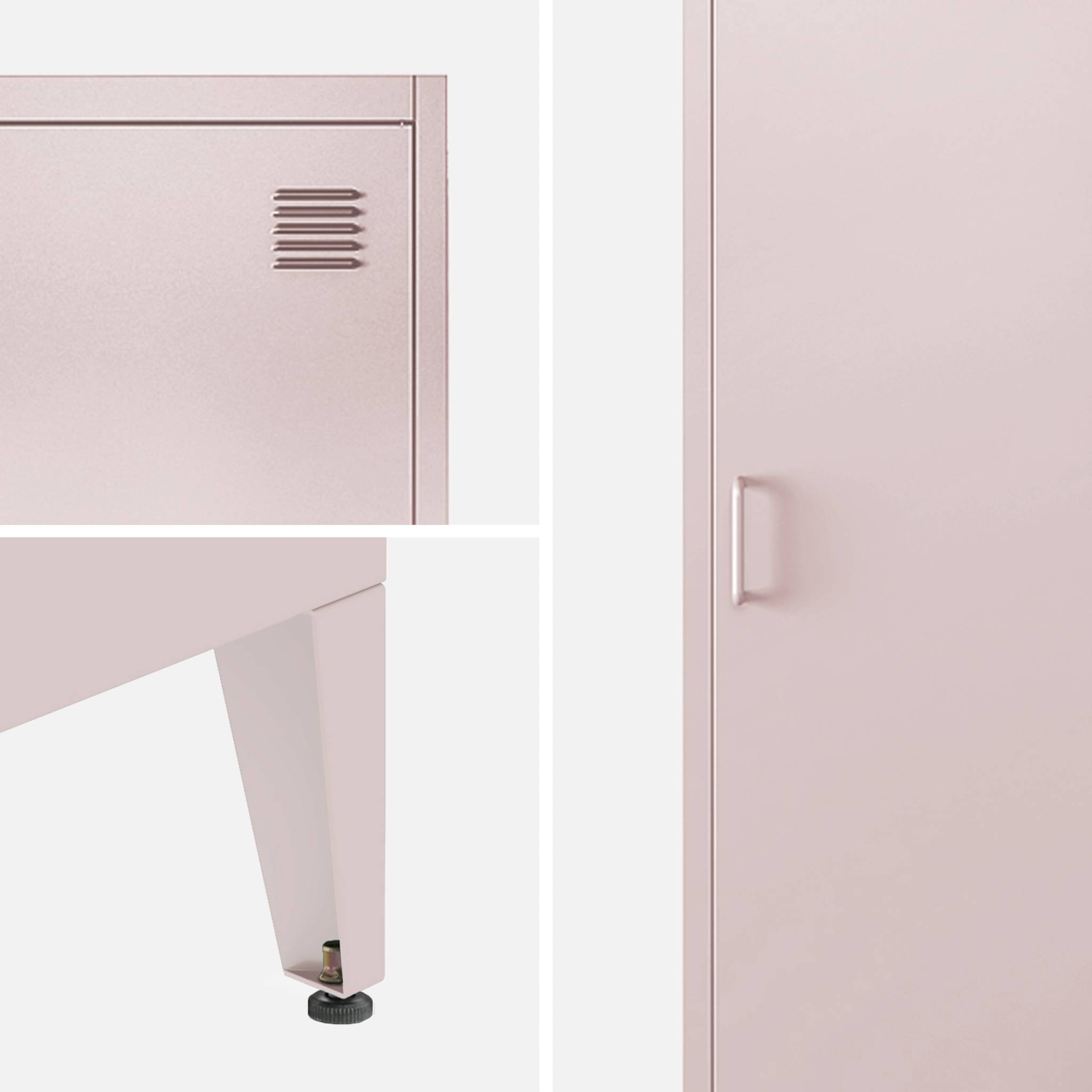 Armoire chambre en acier rose. 4 espaces de rangement. casier. L 180 x l 38 x H 38cm
