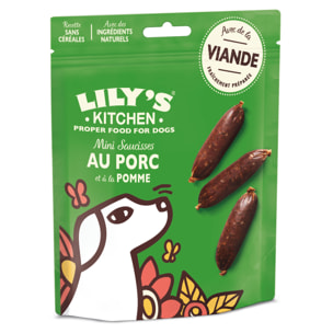 Lily's Kitchen Chien Saucisses au porc et à la pomme 70 g - Lot de 8
