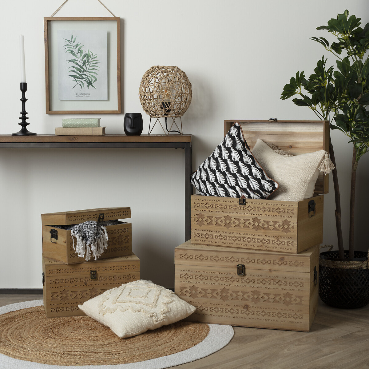 Tapis en jute bord blanc D120 cm