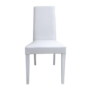 Sedia classica in legno ed ecopelle, per sala da pranzo, cucina o salotto, Made in Italy, cm 46x55h99, colore Bianco