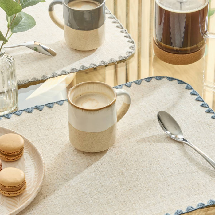 Mug Kate blanc et beige 20cl