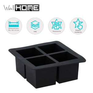 Bandeja de cubitos de hielo gris de tpe para bebidas frías capacidad para 4 cubitos 16x16x6cm