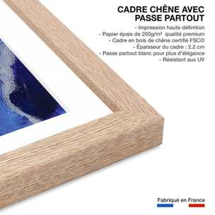 Poster bleu malte Affiche + cadre en bois - Chêne