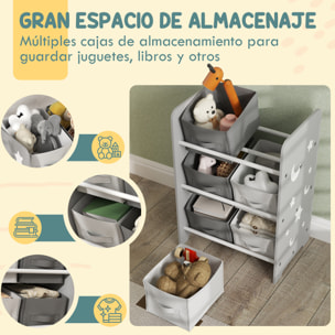 Estantería Infantil para Niños de +3 Años Estantería para Juguetes con 6 Cajas de Tela no Tejida Extraíbles Organizador de Juguetes para Dormitorio Guardería 43x30x60 cm Gris