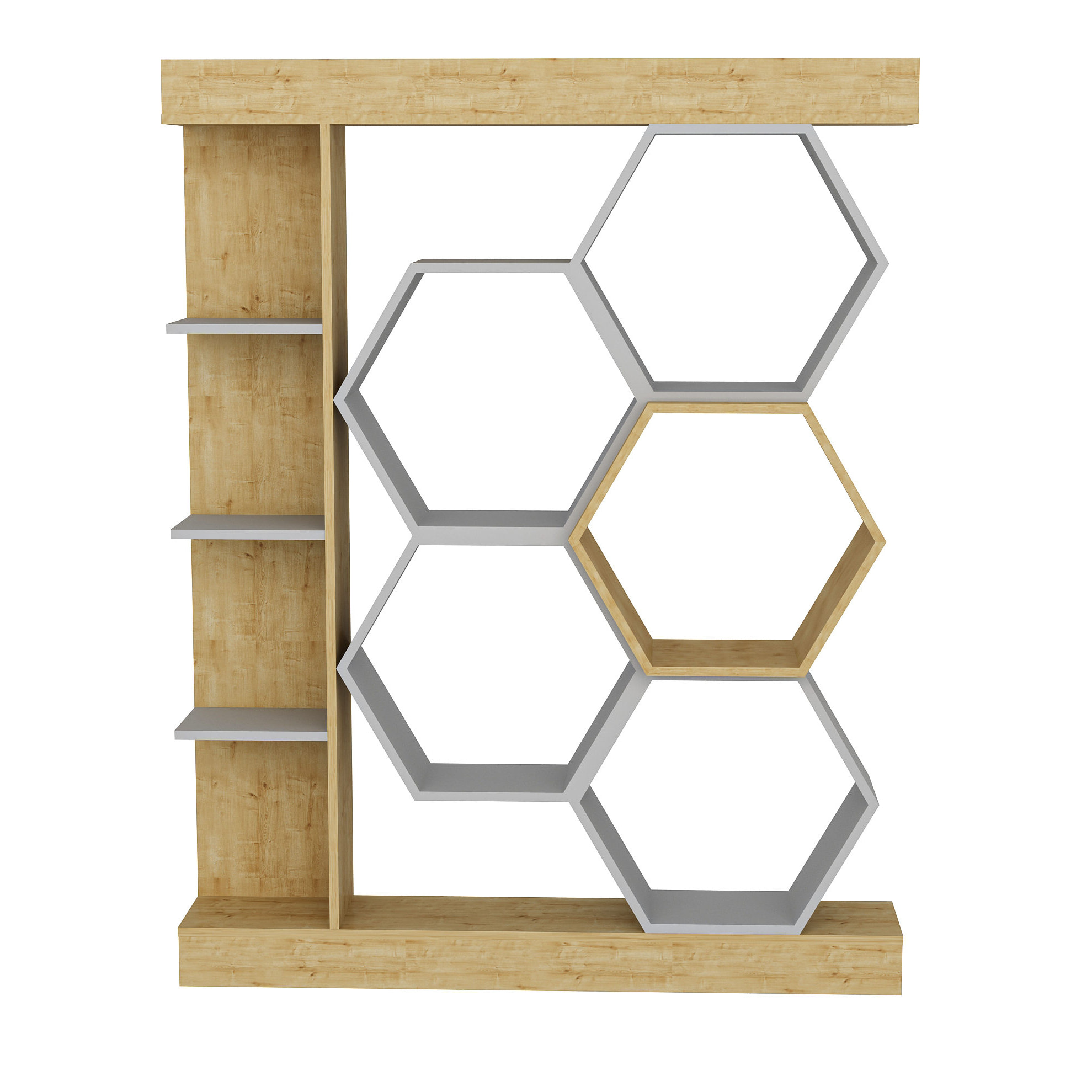 Librería, 100% tablero de aglomerado rechapado en melamina, color blanco_x000D_
roble