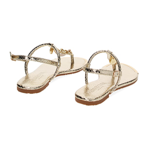 Sandali bassi oro in pitone