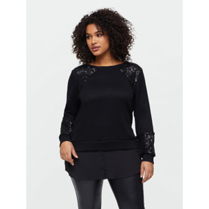 Fiorella Rubino - Sudadera con lentejuelas y aplicaciones de tejido - Negro