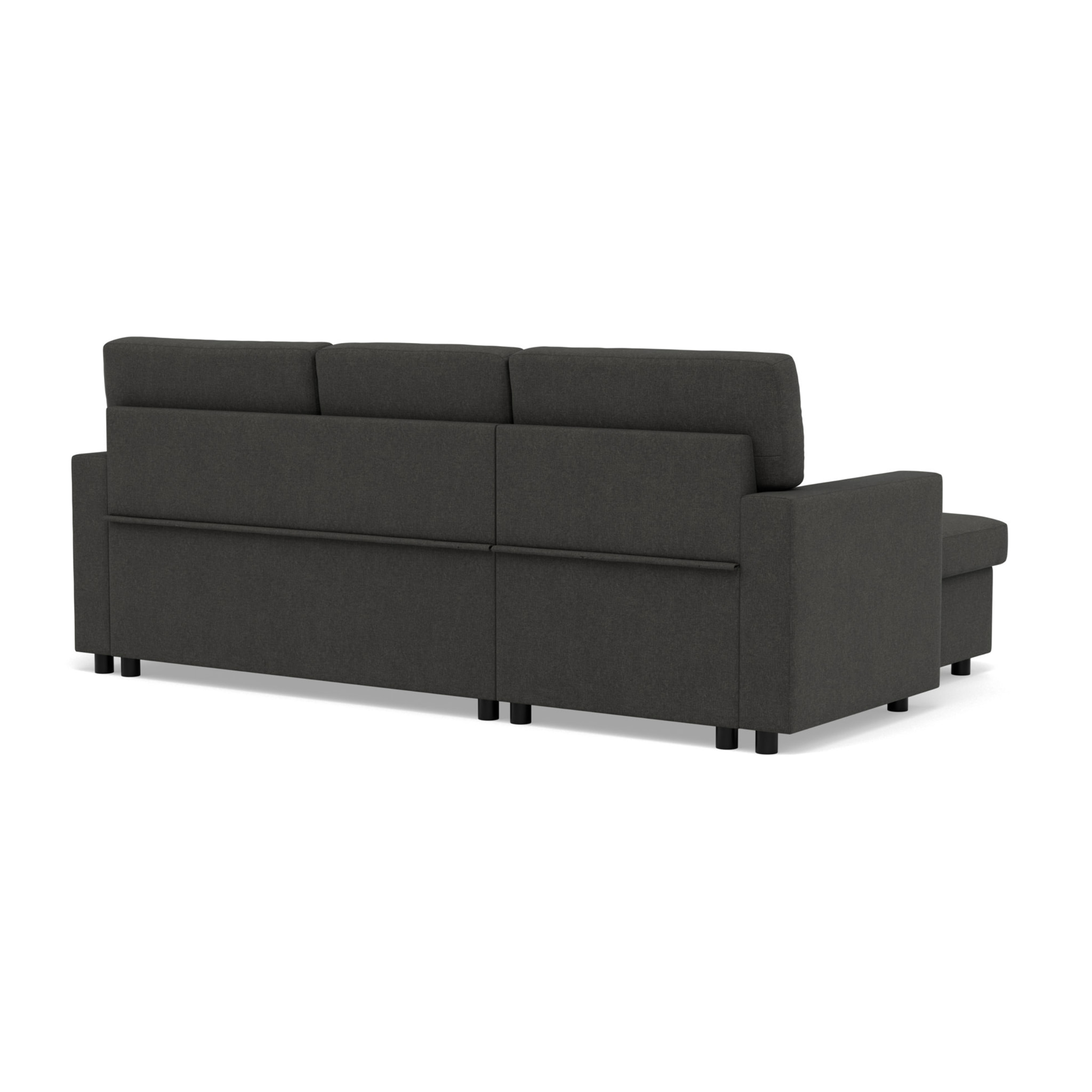 Meiya - canapé d'angle réversible 4 places convertible avec coffre en tissu - Gris foncé