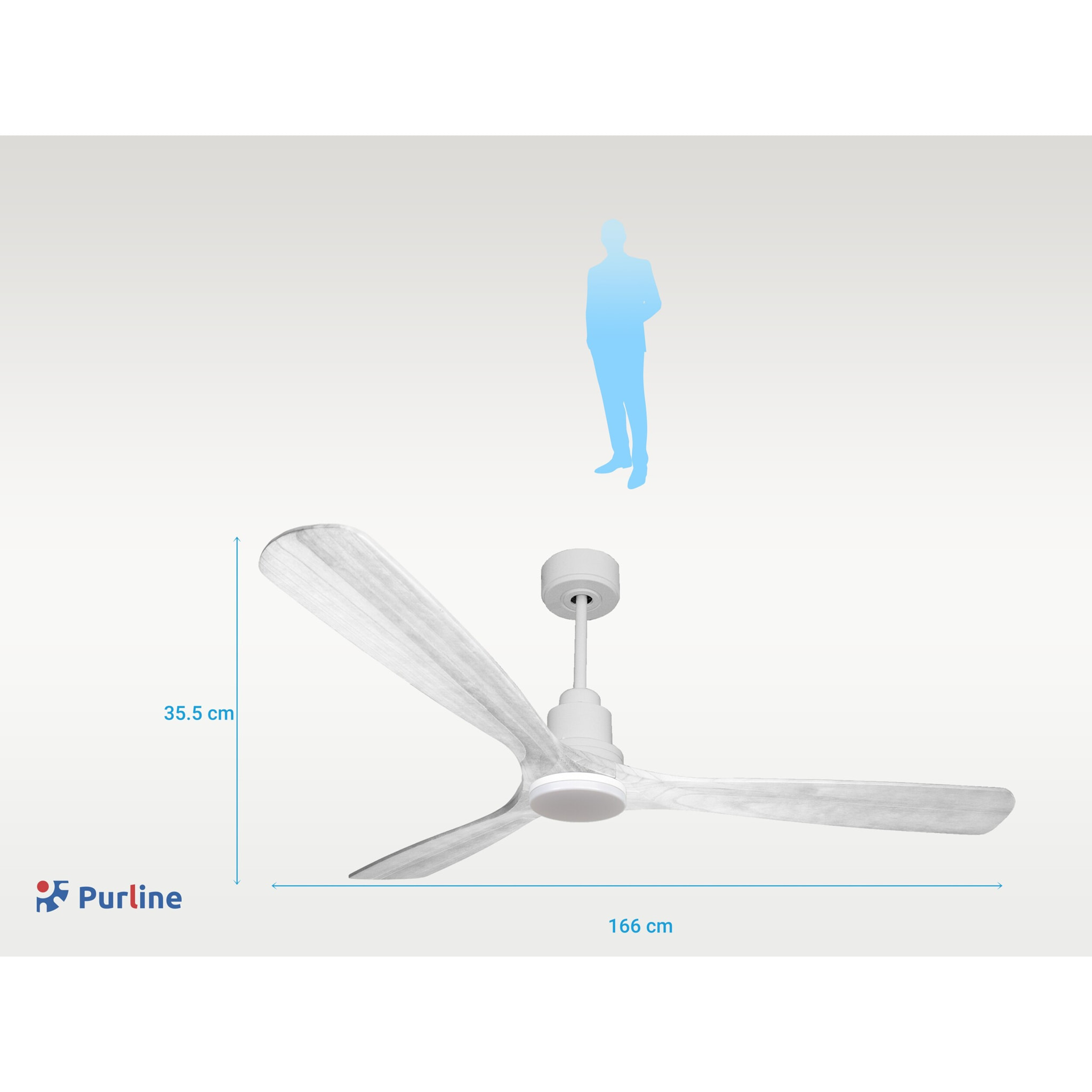 Ventilador de techo Modo Invierno/Verano Termostato Dimable Wifi Motor DC Techos Inclinados Mando a Distancia Luz tres tonos Hypersilence Memoria Vendible Shopify (AUTOMATICO) MadeiraD166C04LED64472 PURLINE