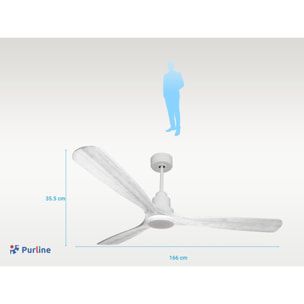 Ventilador de techo Modo Invierno/Verano Termostato Dimable Wifi Motor DC Techos Inclinados Mando a Distancia Luz tres tonos Hypersilence Memoria Vendible Shopify (AUTOMATICO) MadeiraD166C04LED64472 PURLINE