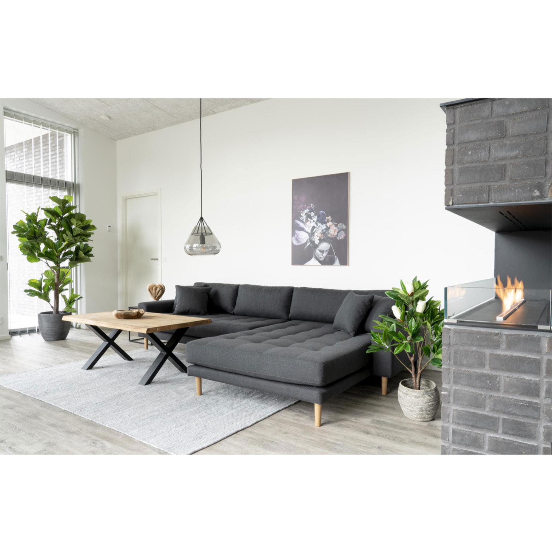 Ficus lyrata artificiale Fiddle Leaf Tree verde H 190 cm