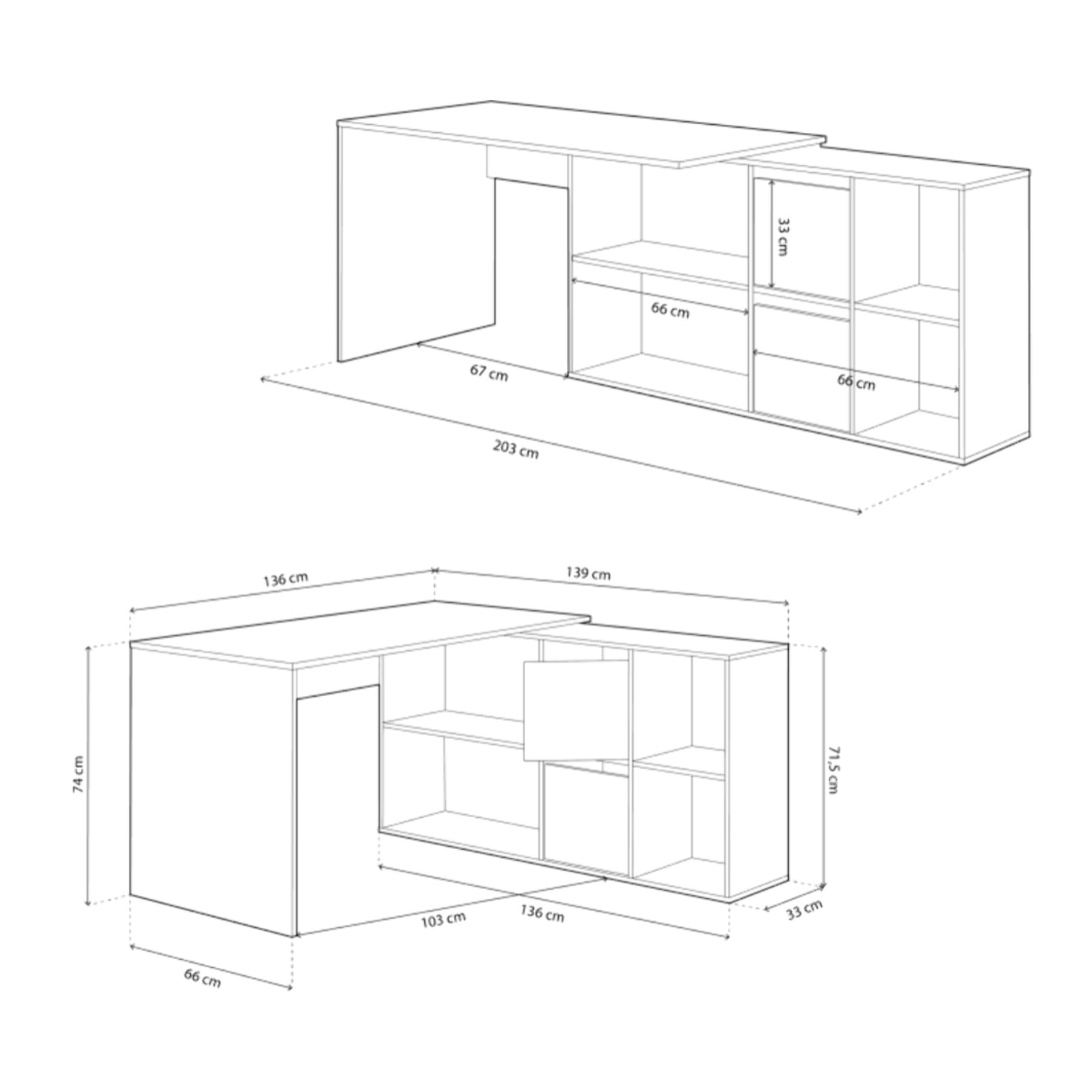 Mesa de escritorio Move Blanco Artik (Blanco Mate) - Gris Cemento