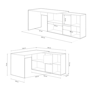 Mesa de escritorio Move Blanco Artik (Blanco Mate) - Gris Cemento