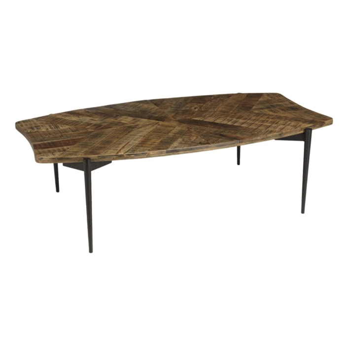 KIARA - Table basse bords concaves 135x75cm en bois recyclé