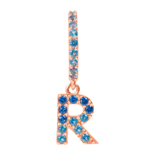 Orecchino Pendente con Lettera R in Pavé di Cubic Zirconia Rosa