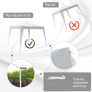 Tonnelle barnum de jardin pop-up pliant 2,4L x 2,4l x 2,5H m acier polyester imperméabilisé anti UV avec sac de transport blanc