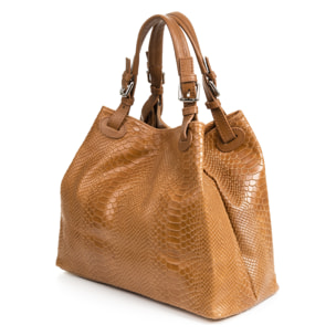 Emanuela Bolso tote Mujer.Piel auténtica Gamuza Grabado Serpiente