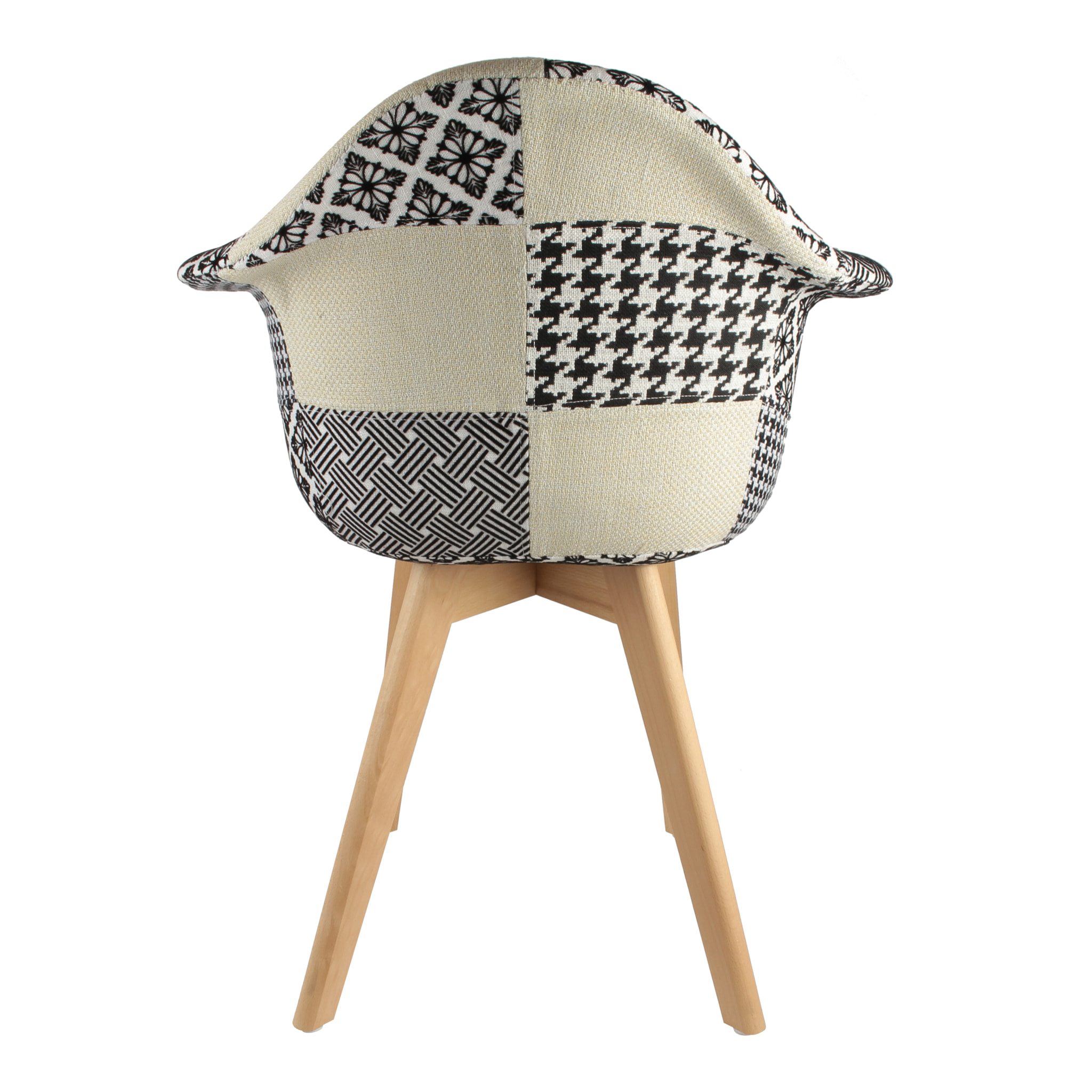 Fauteuil Scandinave Patchwork Noir Blanc - Lot De 2