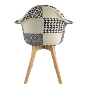 Fauteuil Scandinave Patchwork Noir Blanc - Lot De 2