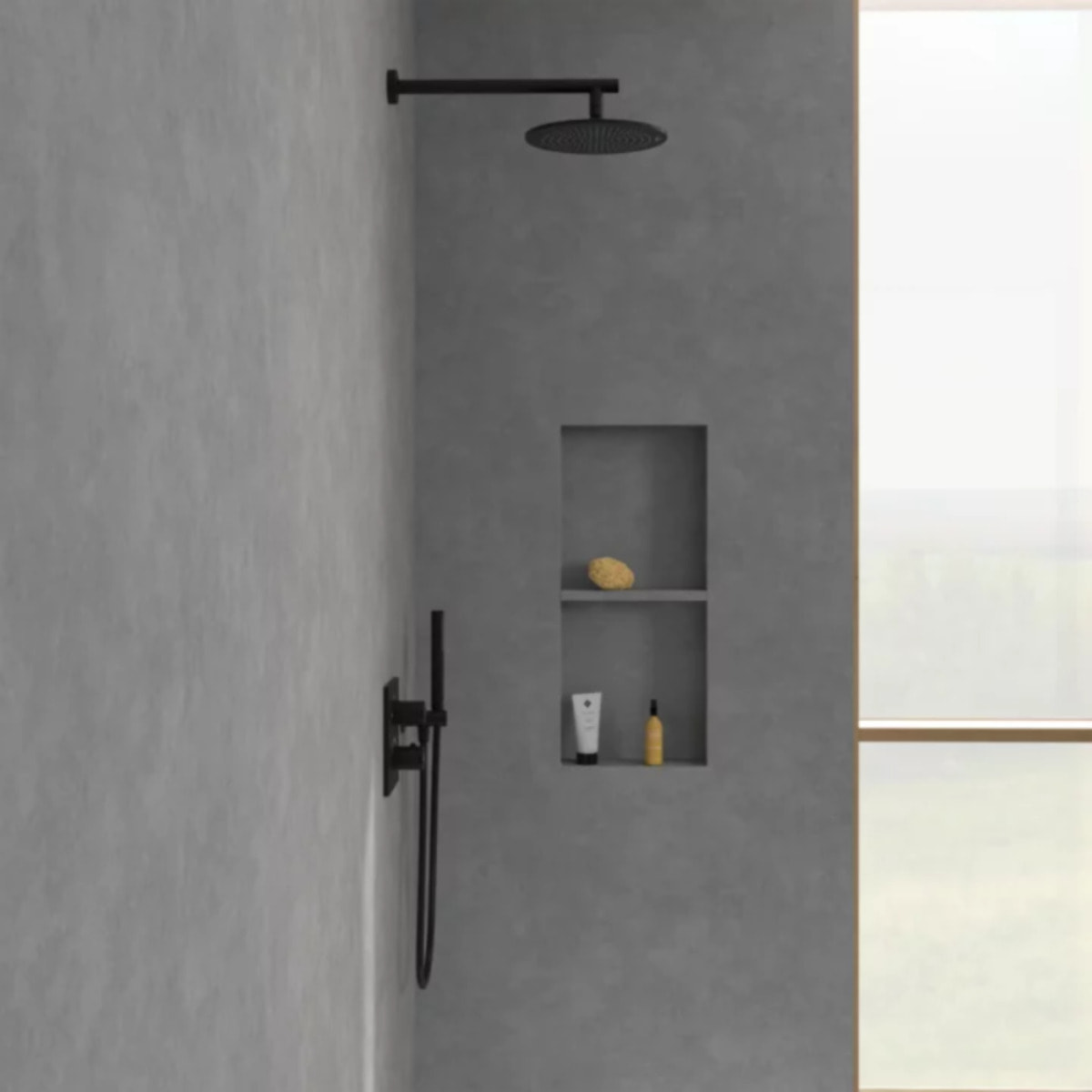 Douche de tête Universal ronde Noir mat