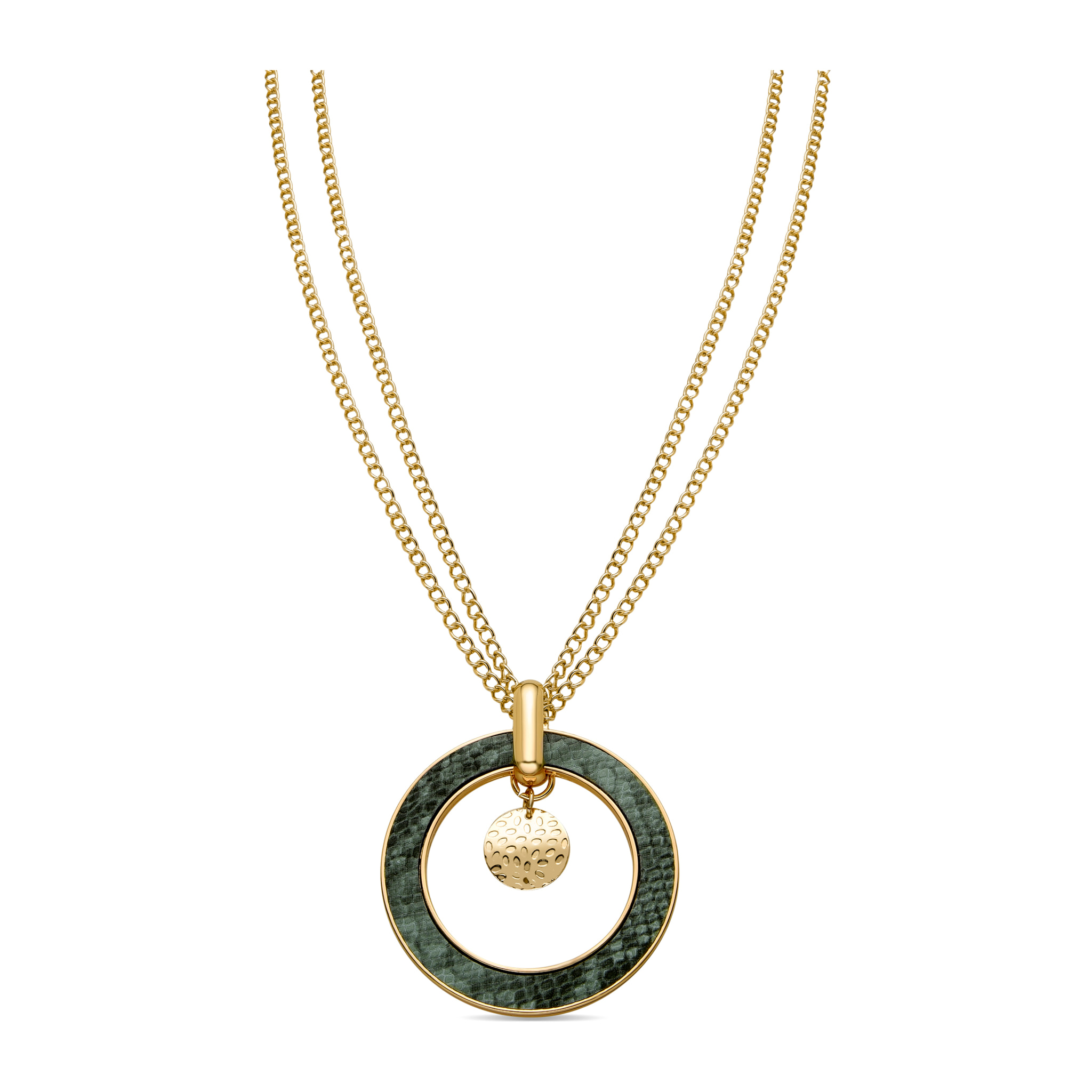 Collar de Cuero Verde Claro acabado en oro amarillo de 18K