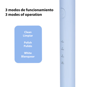 Cepillo dental eléctrico sónico ET02. Modos limpiar, pulir y blanquear. Incluye 4 cabezales.