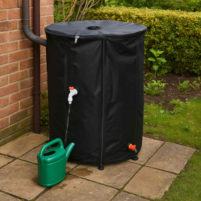 Barrel rainwater collector 500l plegable y resistente pv conexión de manguera y grifo blanco
