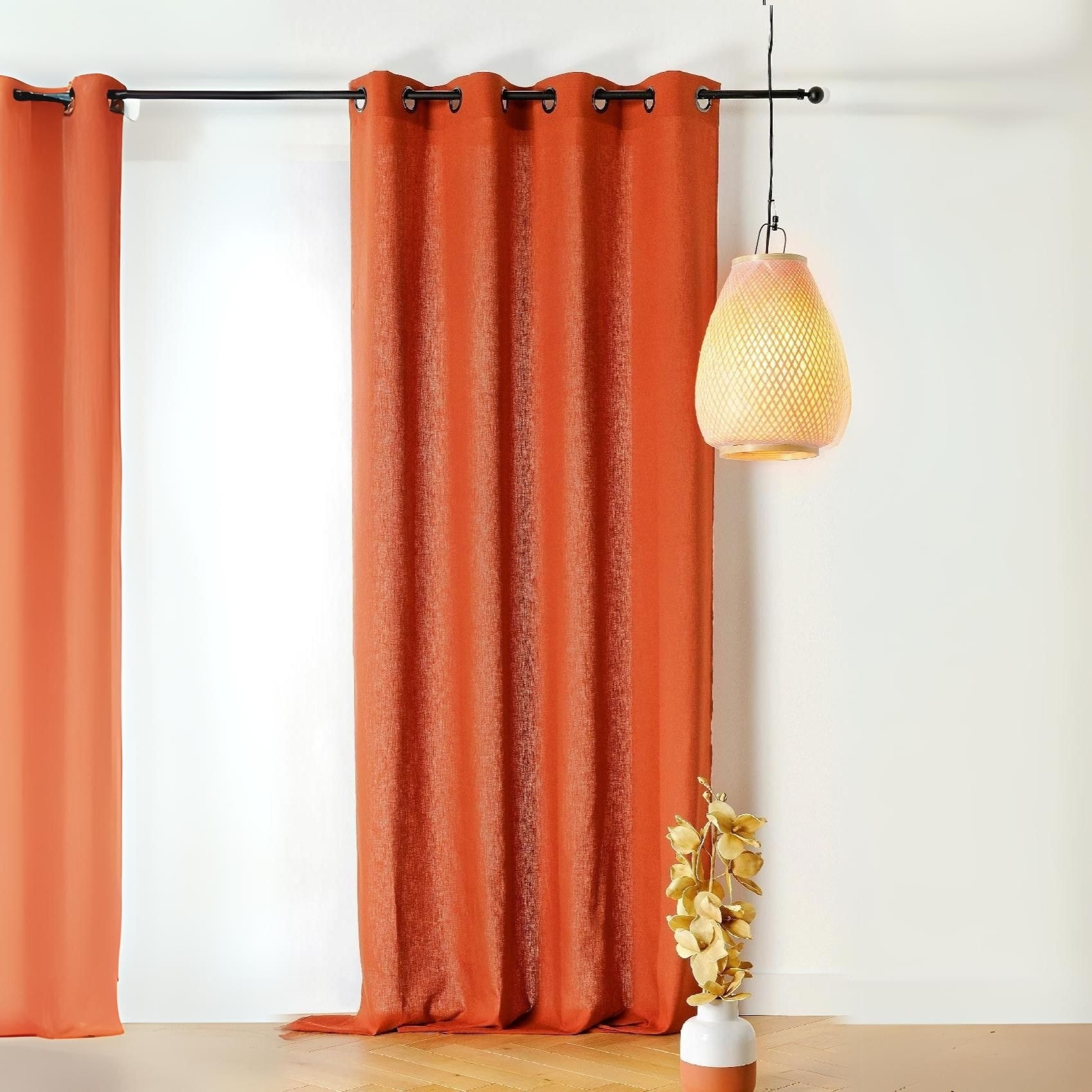 Rideau tamisant en poly-lin - Terracotta