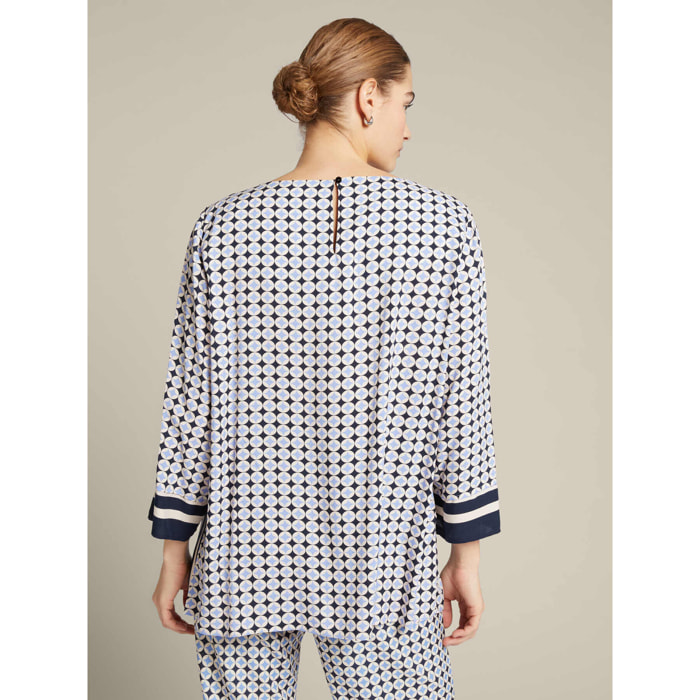 Elena Mirò - Blusa estampada de viscosa ECOVERO™ - Azul