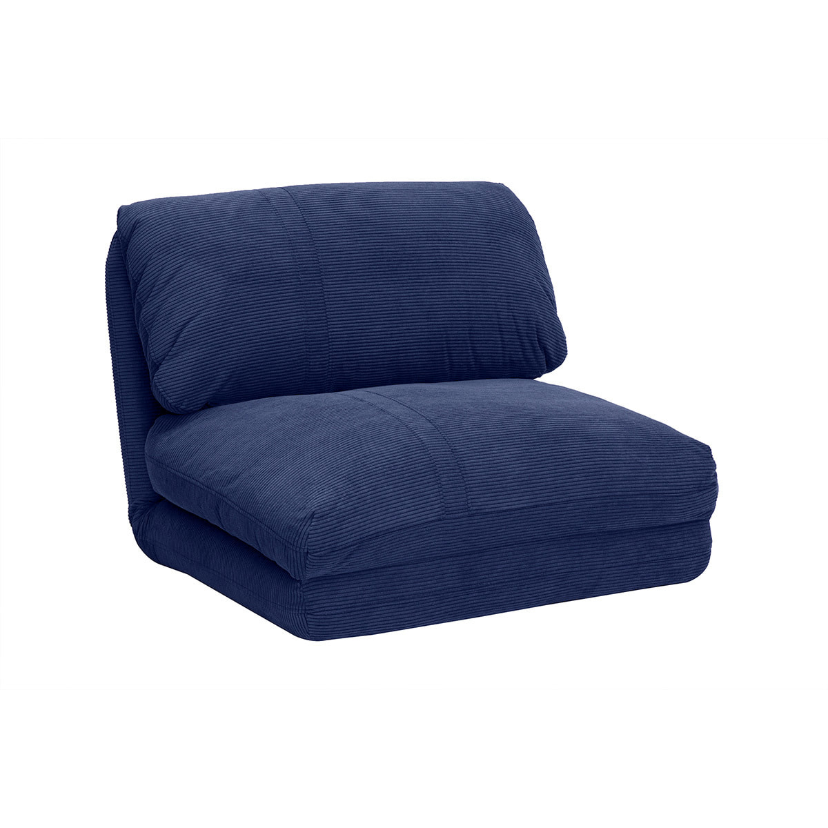 Chauffeuse 1 place convertible en tissu velours côtelé bleu foncé SPENCER