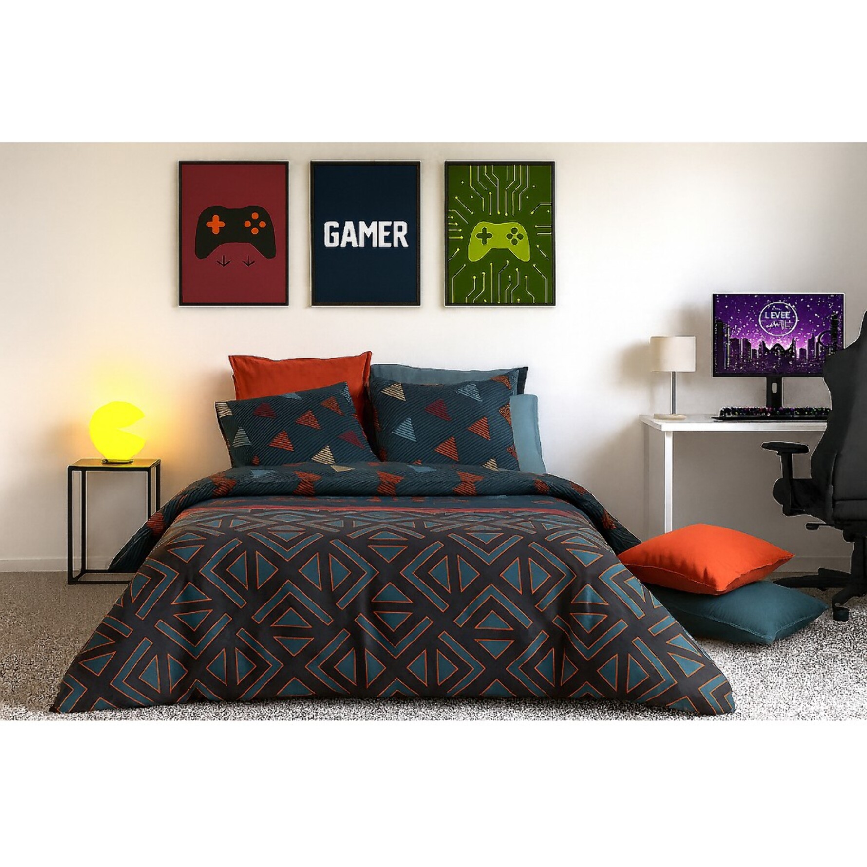 Parure Housse De Couette 3pcs 100% coton 57fils Holi