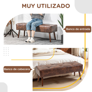 Taburete Pie de Cama Multifuncional Banco Pie de Cama Clásico Banqueta de Dormitorio con Pies de Madera y Asiento Acolchado Carga 120 kg para Entrada Pasillo 114x38x42 cm Marrón