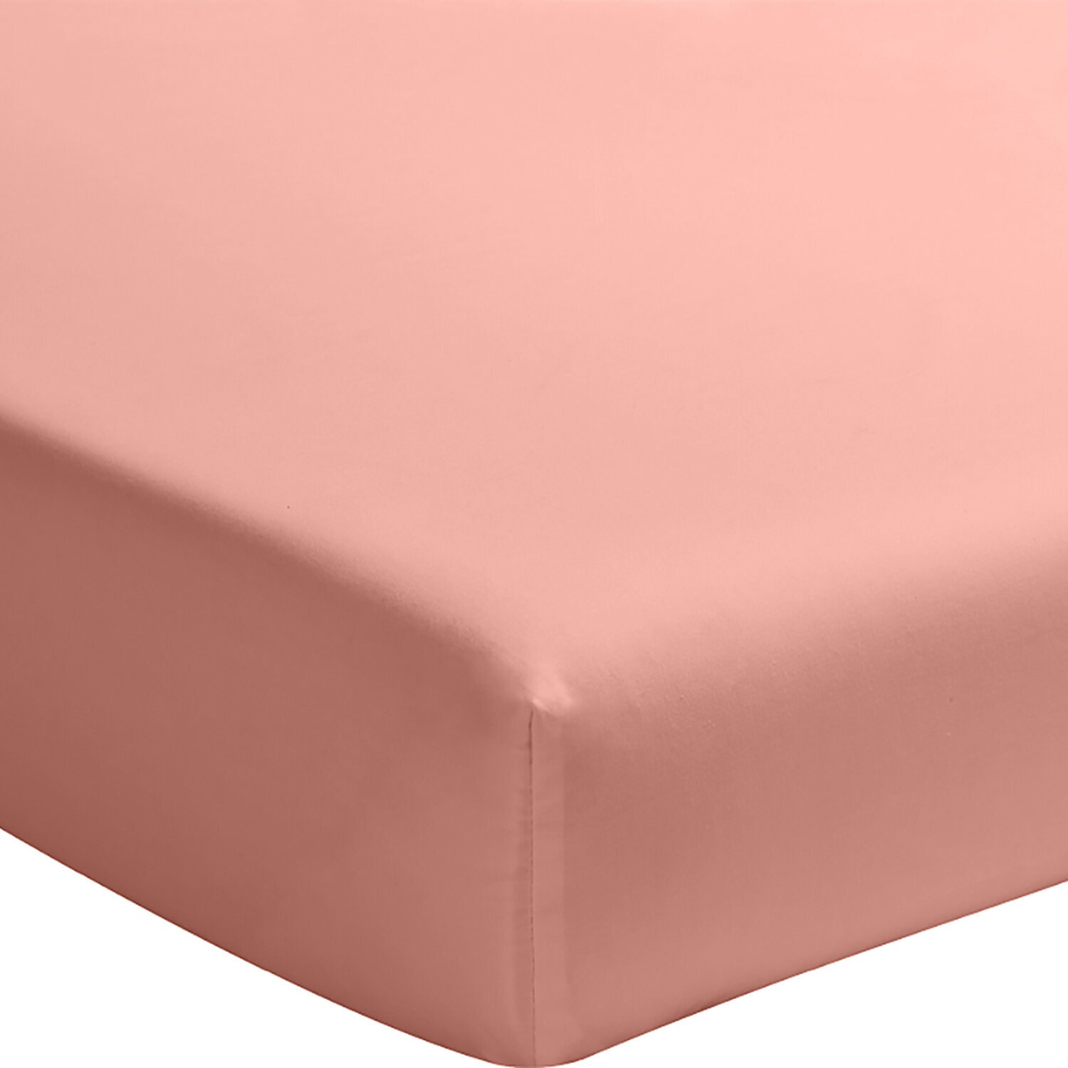 Drap housse - bonnet 30cm 100% percale de coton lavé rose poudré