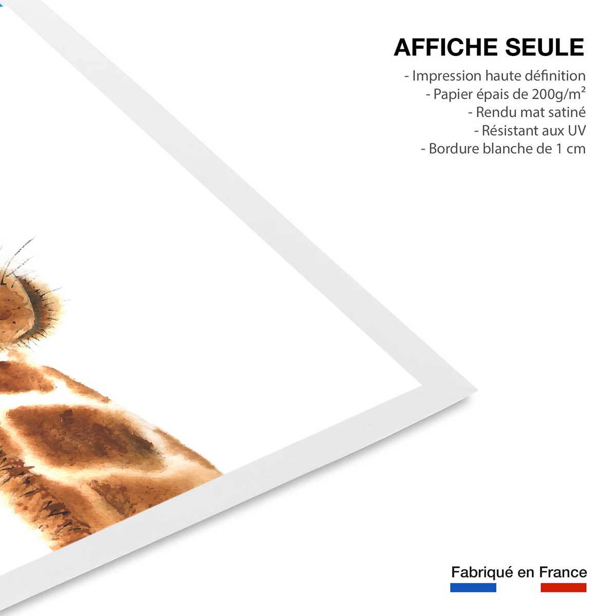 Poster dessin charmante girafe Affiche seule