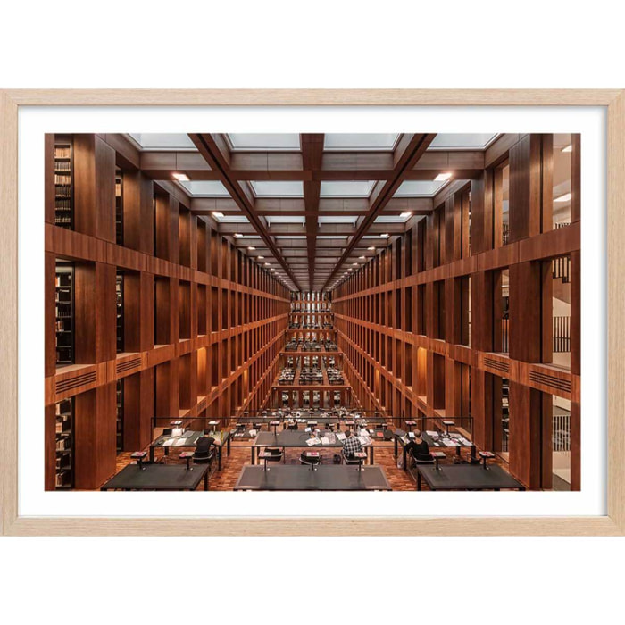 Affiche photo library in berlin - Affiche + cadre en bois - Chêne