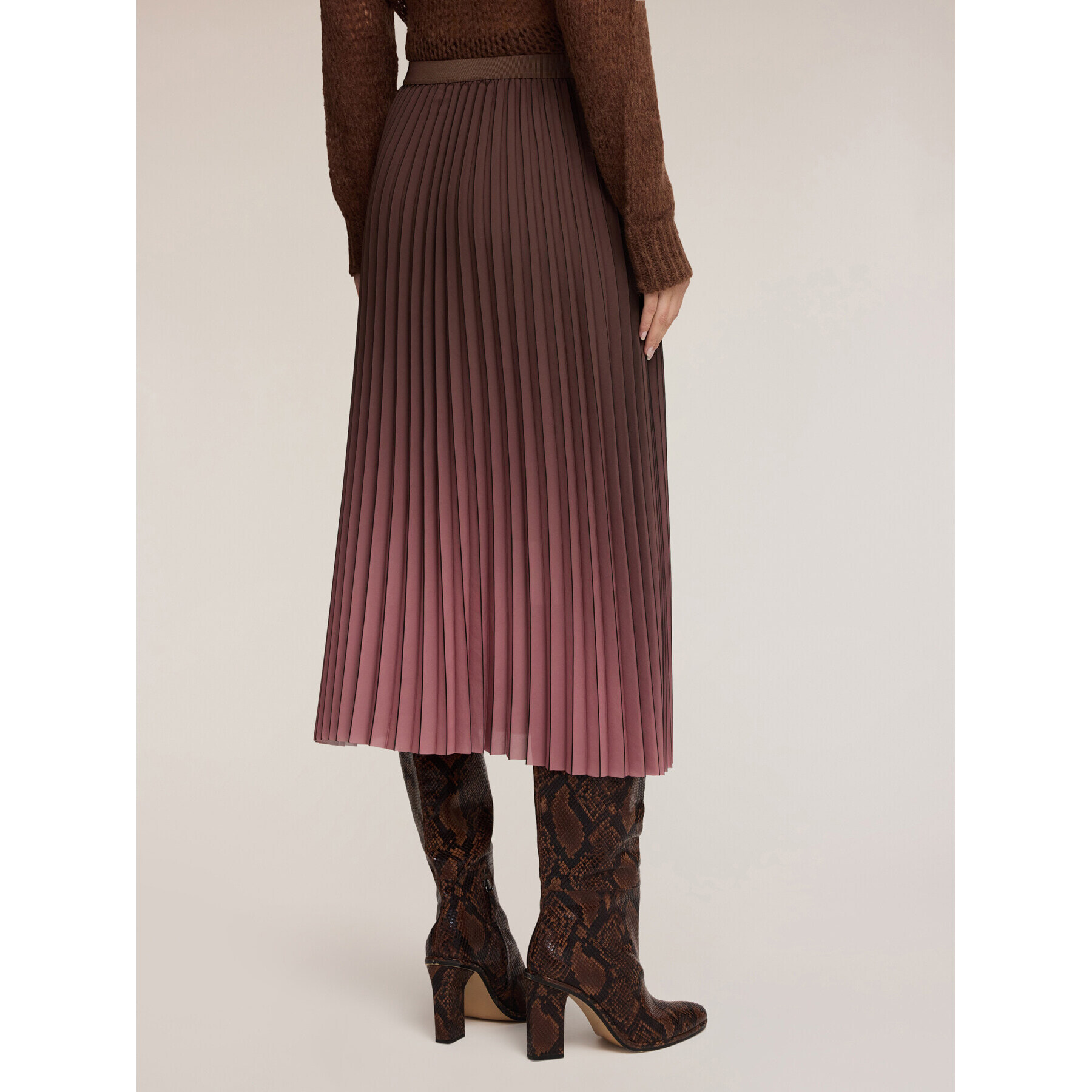 Motivi - Falda plisada midi degradada - Marrón