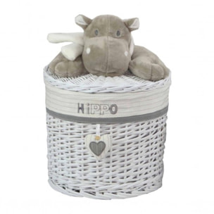 Corbeille ronde en osier déco hippopotame - HIPPOLY