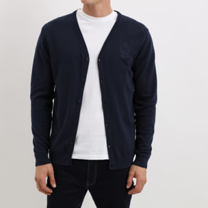 Cardigan con logo cucito tono su tono