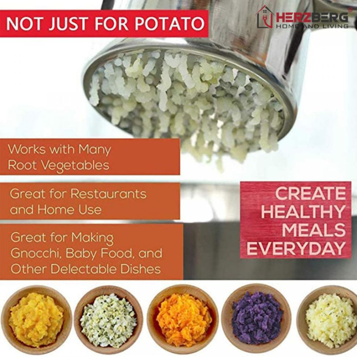 Presse-purée en acier inoxydable Herzberg HG8111