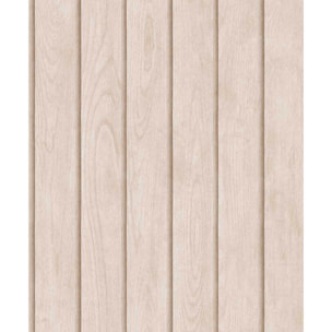 Papier peint lambris bois vertical beige rosé clair