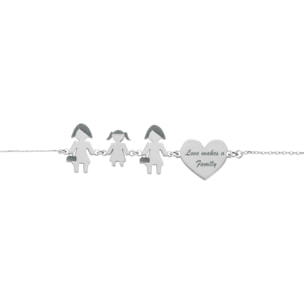 Bracciale Love Makes a Family Lei-Bimba-Lei-Cuore Argento