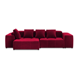Canapé d'angle symétrique modulable "Rome" 4 places en velours rouge