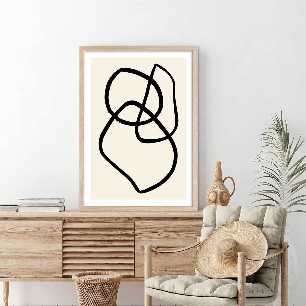 Affiche line art bold II Affiche + cadre en bois - Chêne