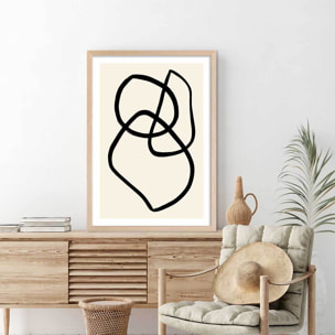 Affiche line art bold II Affiche + cadre en bois - Chêne