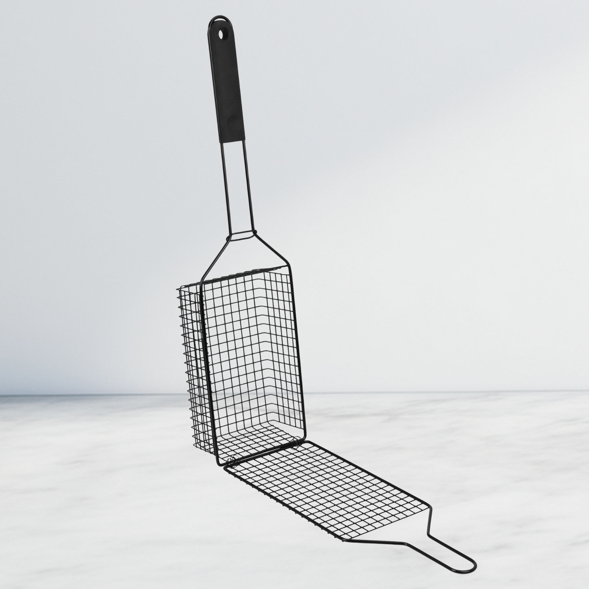 Well home parrilla-cesto bbq antiadherente negra 54x14x8cm