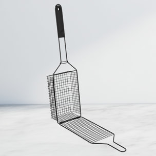 Well home parrilla-cesto bbq antiadherente negra 54x14x8cm