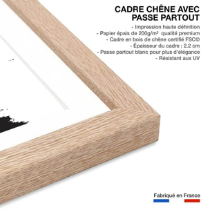 Poster surfing les landes Affiche + cadre en bois - Chêne