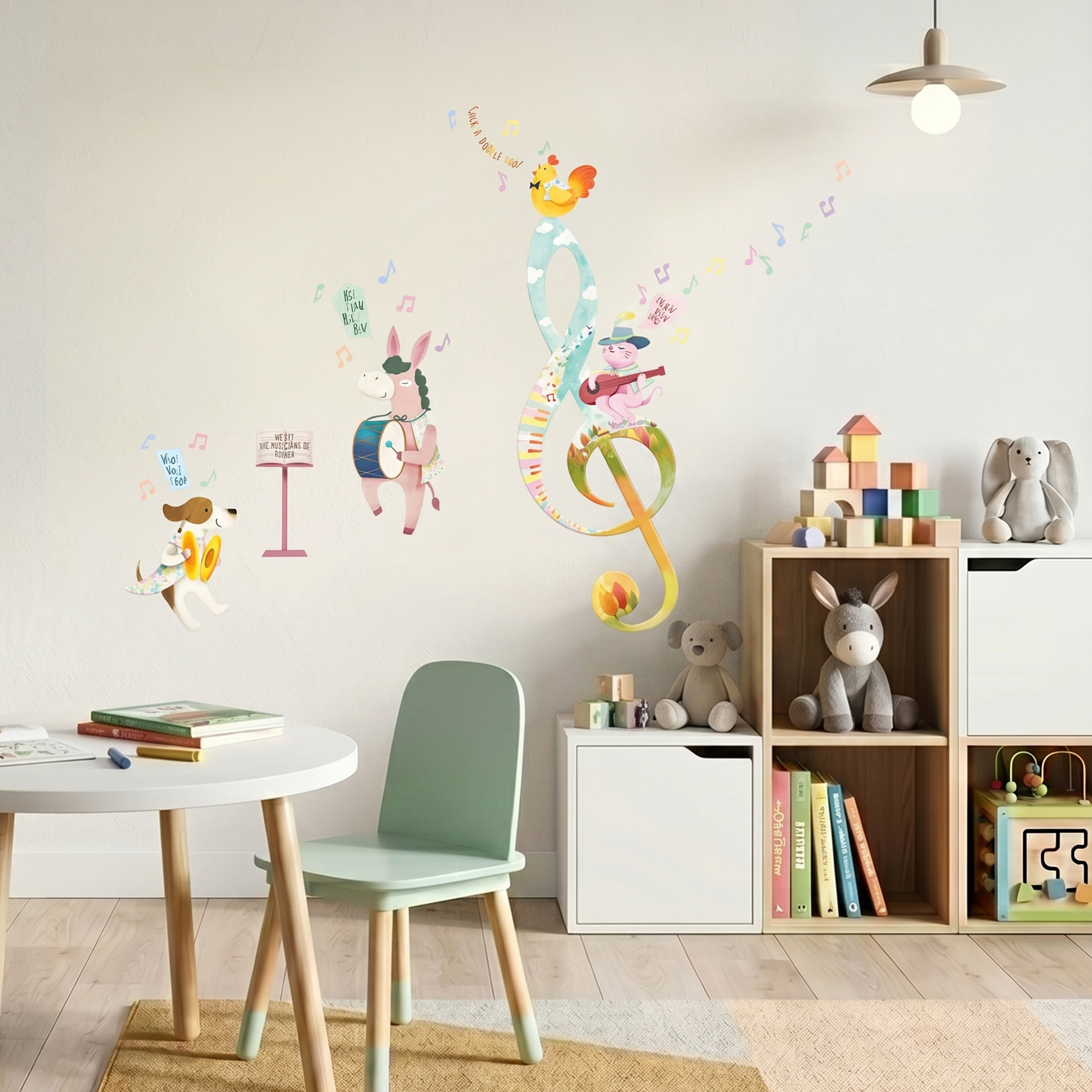 Stickers Muraux décoration adhésifs animaux musiciens d'un conte de fées