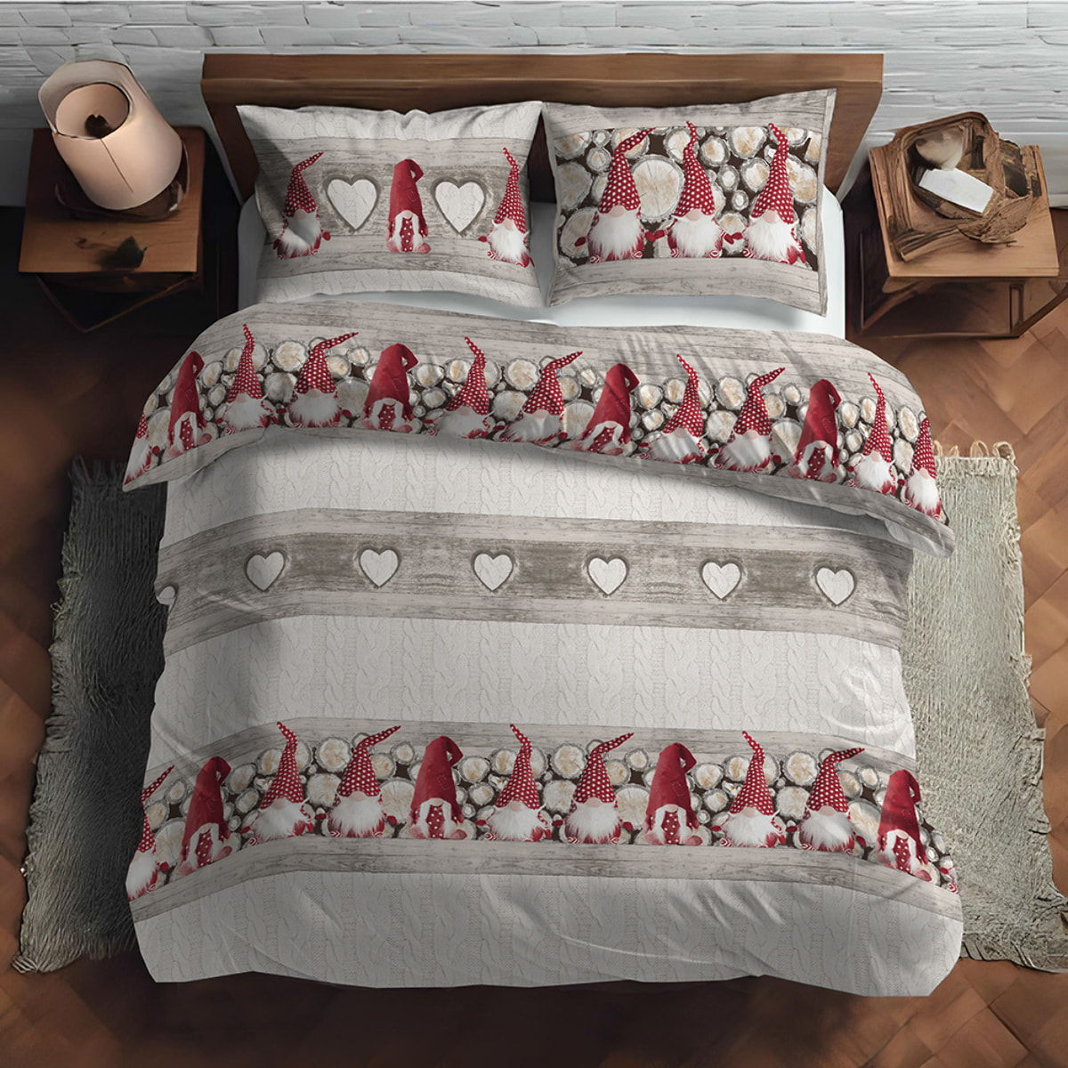 Parure copripiumino gnomo rosso 100% cotone